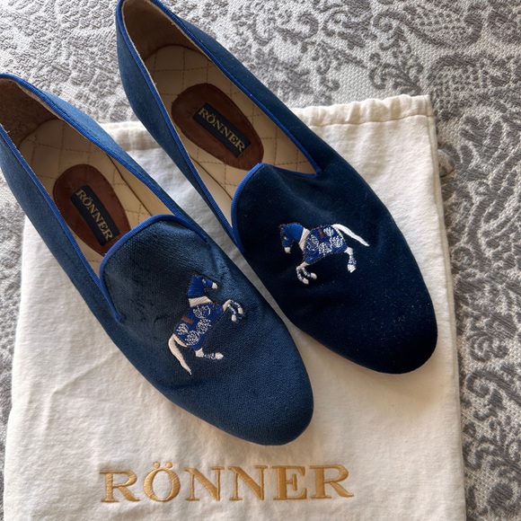 RONNER loafers. Blue velvet. Size 40.  Worn only a few times. - Picture 4 of 7